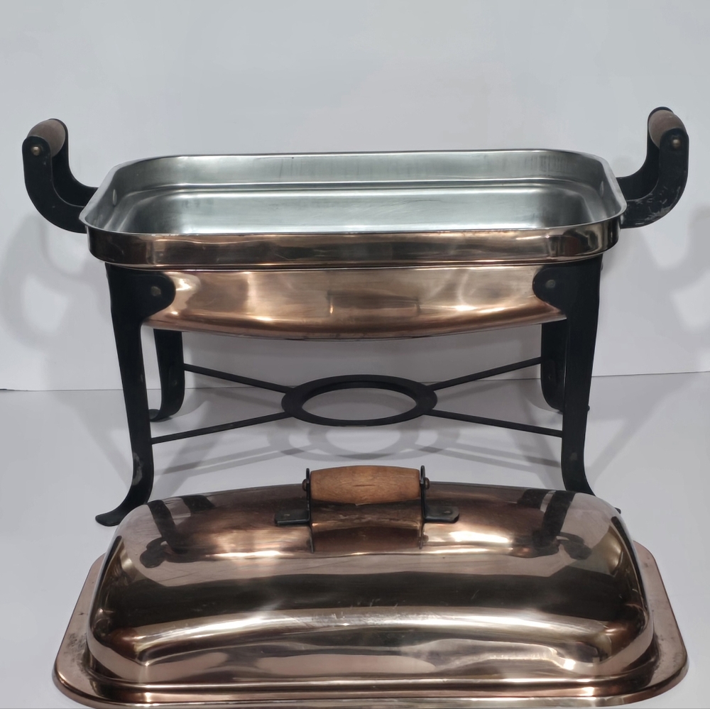 Vintage Copper Chafing Dish with Stand